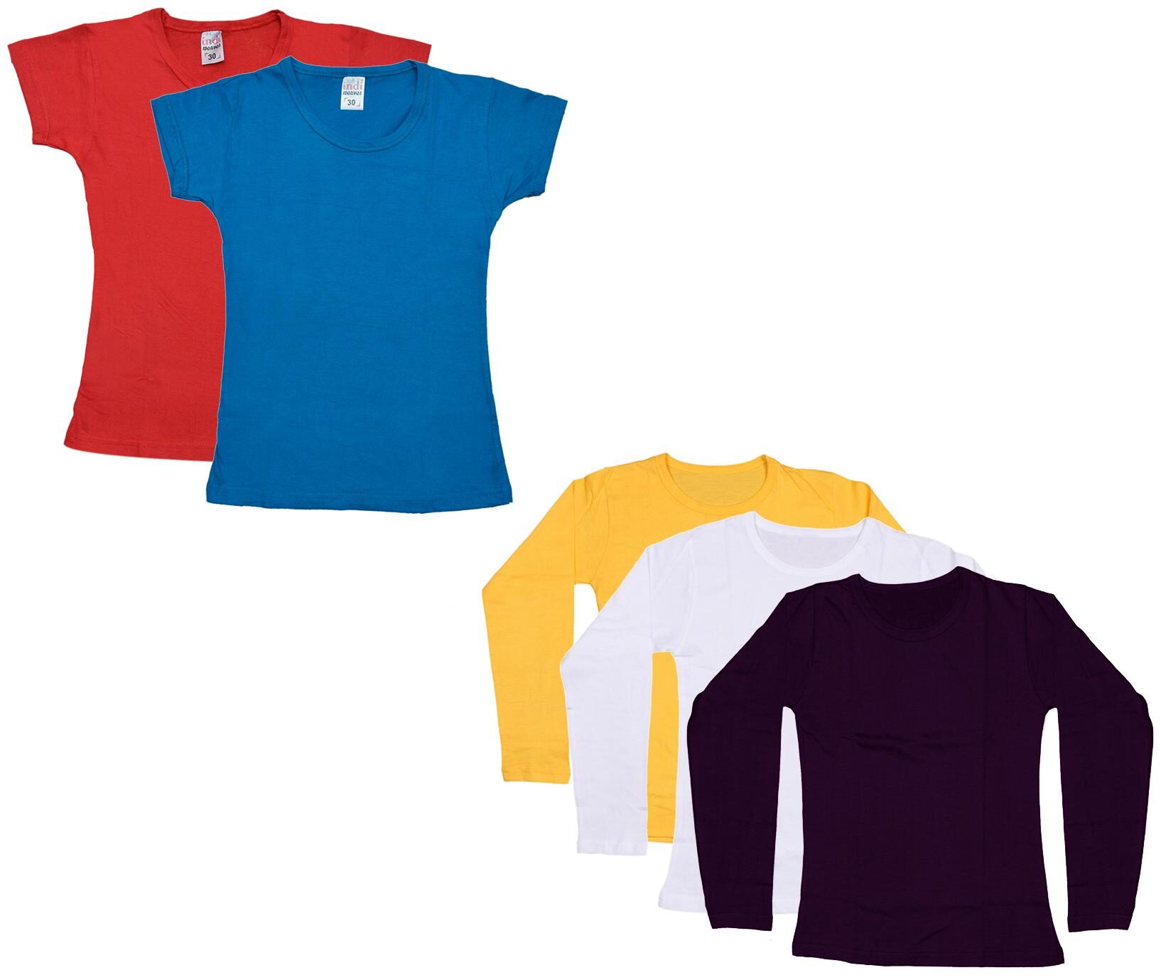 

Indiweaves Girl Cotton Solid T shirt - Multi