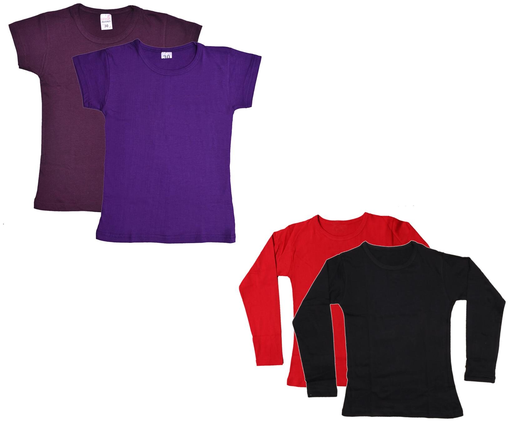 

Indiweaves Girl Cotton Solid T shirt - Multi