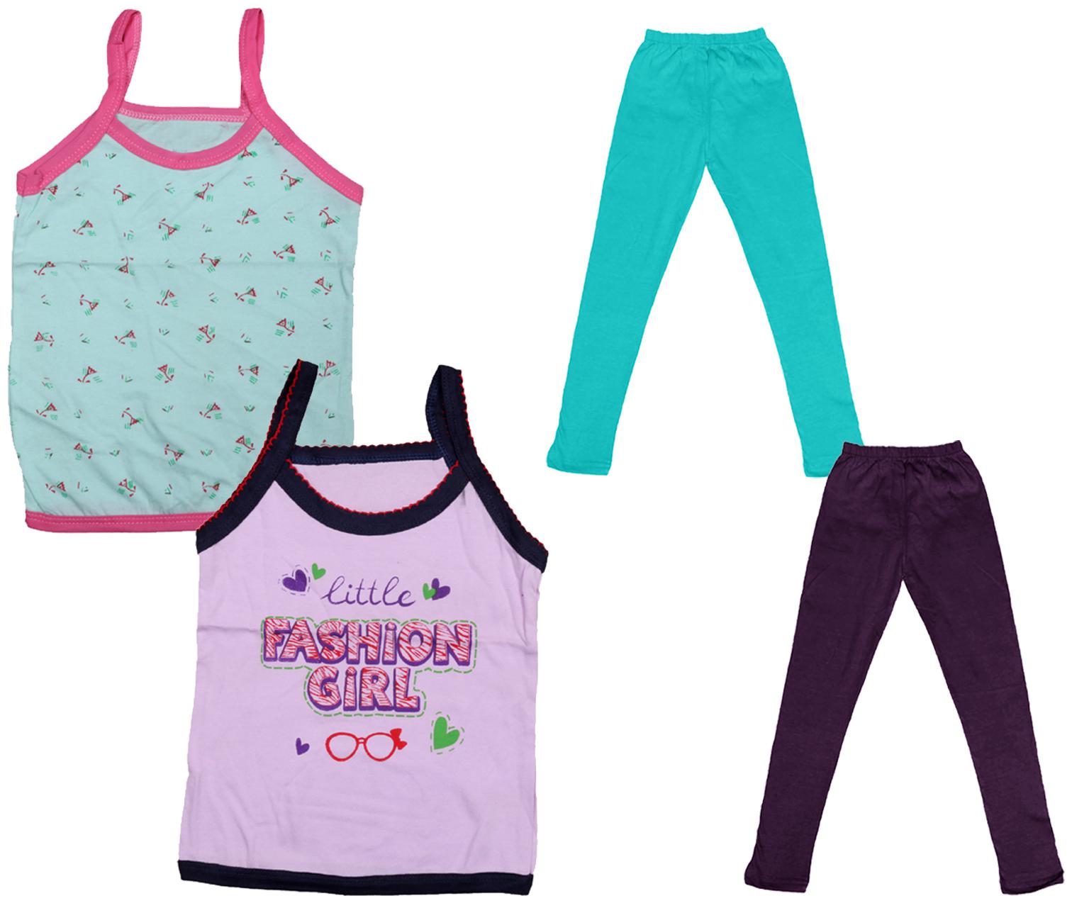 

Indiweaves Girl Cotton Top Bottom Set - Multi