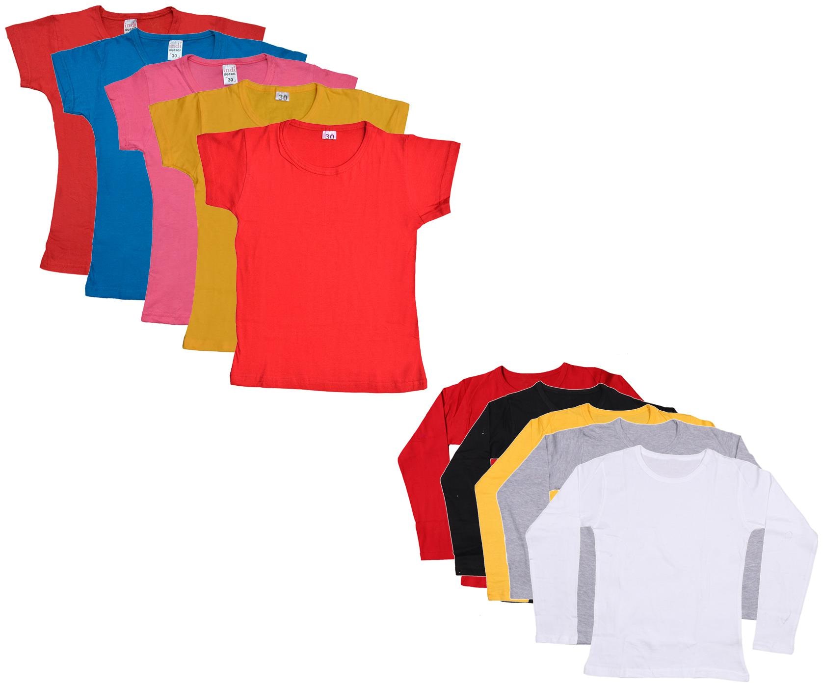 

Indiweaves Girl Cotton Solid T shirt - Multi