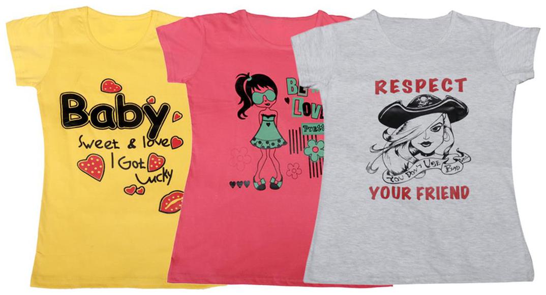 

Indiweaves Girl Cotton Solid T shirt - Multi