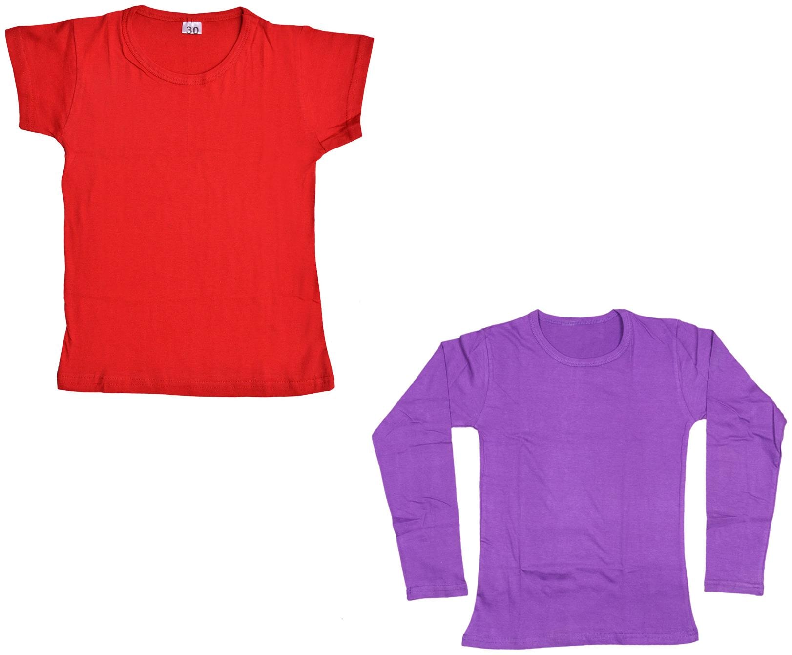 

Indiweaves Girl Cotton Solid T shirt - Multi