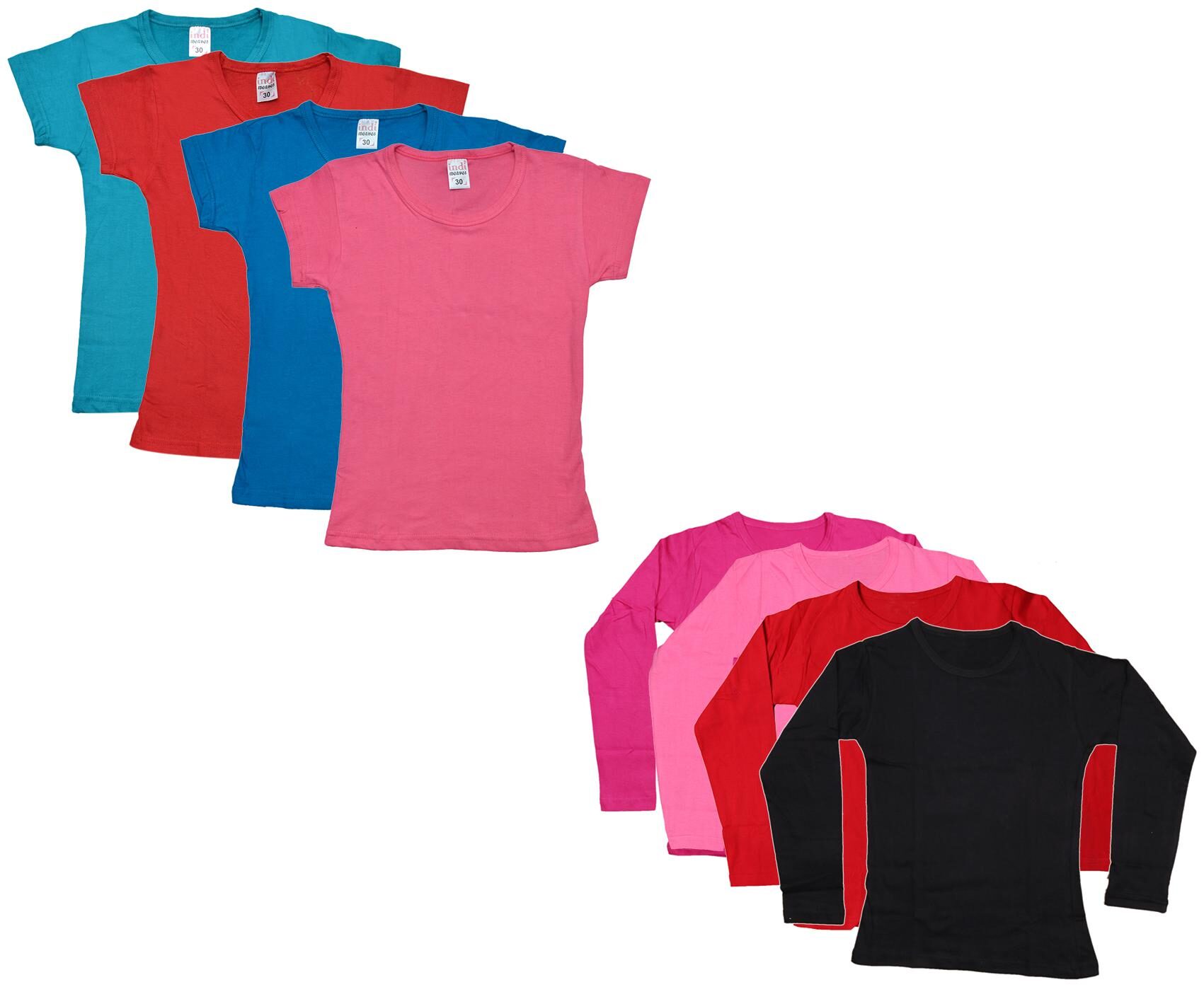 

Indiweaves Girl Cotton Solid T shirt - Multi