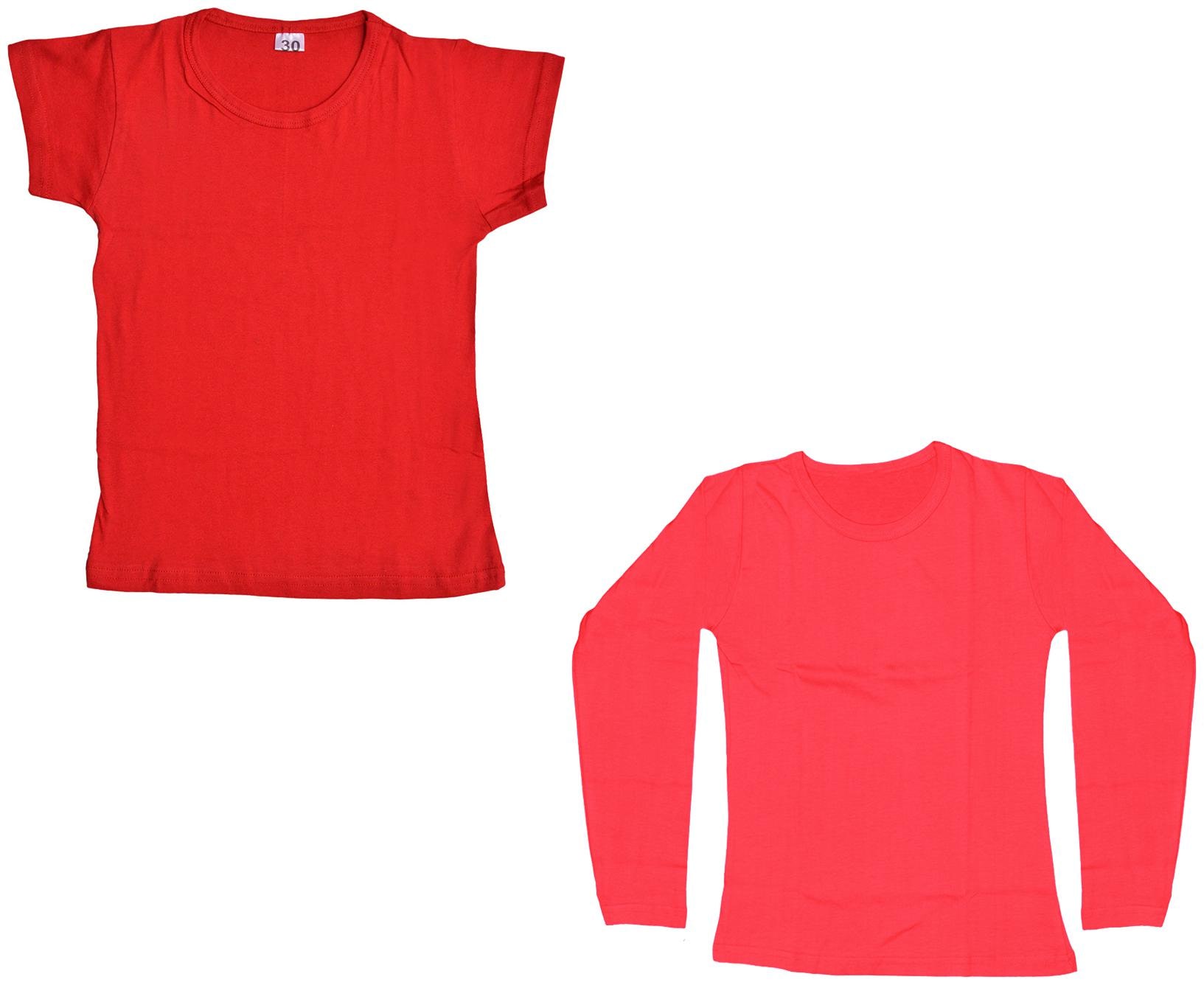 

Indiweaves Girl Cotton Solid T shirt - Red