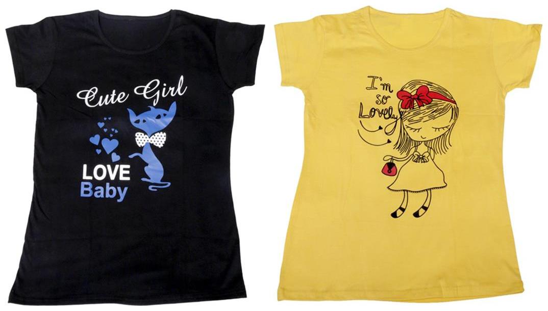 

Indiweaves Girl Cotton Solid T shirt - Multi