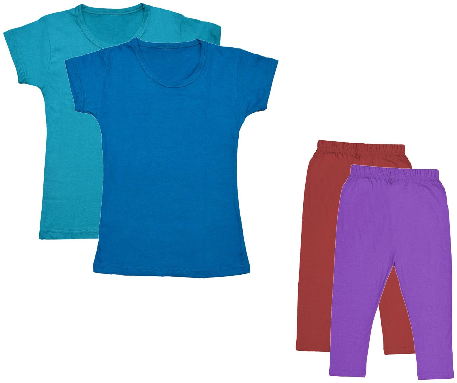 

Indiweaves Girl Cotton Top Bottom Set - Multi