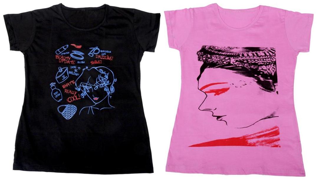 

Indiweaves Girl Cotton Solid T shirt - Multi