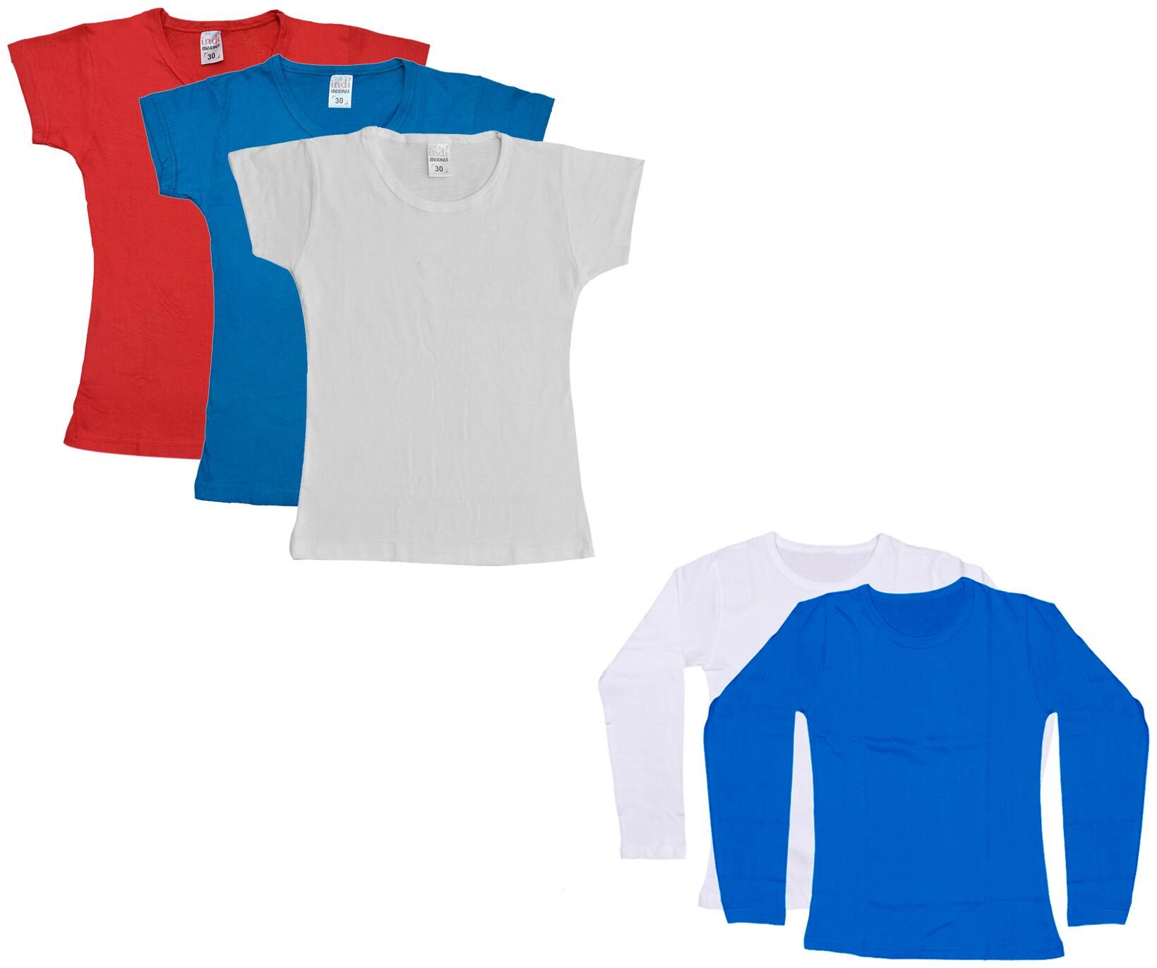 

Indiweaves Girl Cotton Solid T shirt - Multi