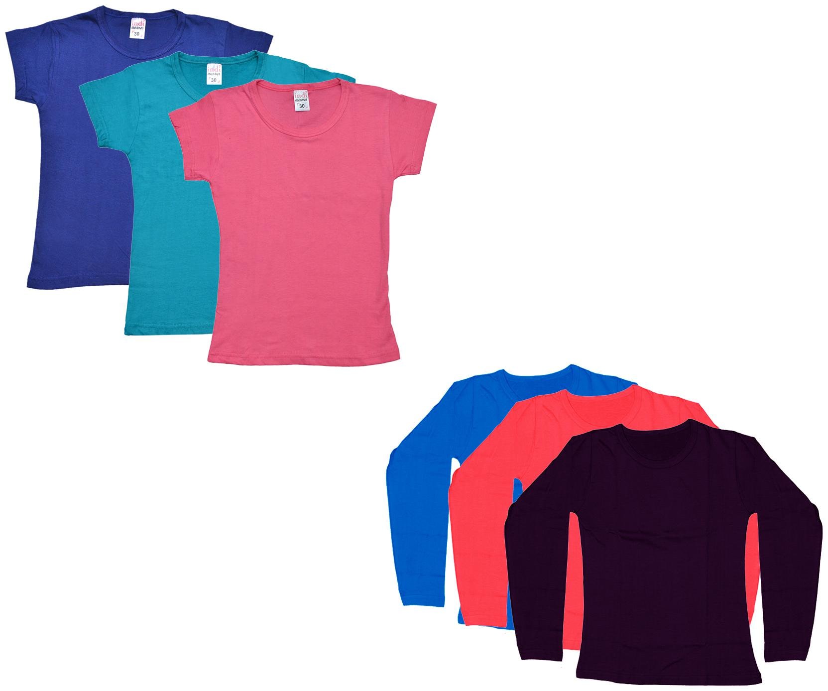 

Indiweaves Girl Cotton Solid T shirt - Multi