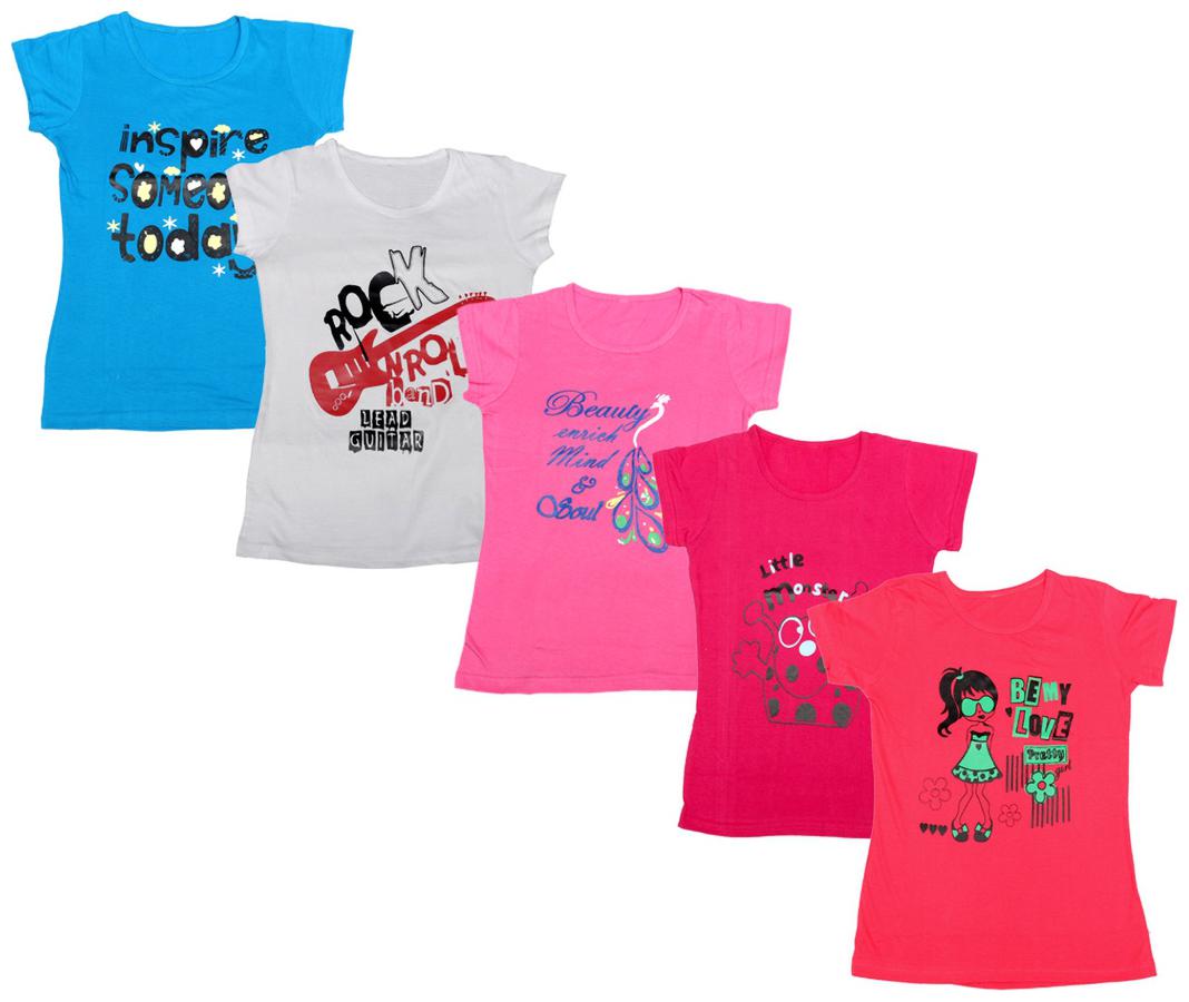 

Indiweaves Girl Cotton Printed T shirt - Multi