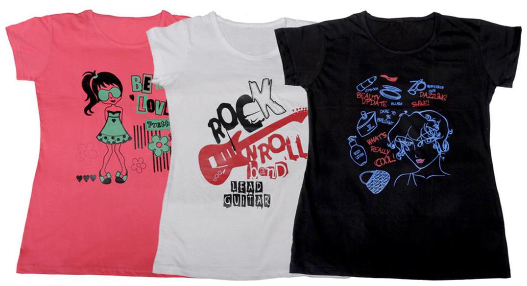 

Indiweaves Girl Cotton Solid T shirt - Multi