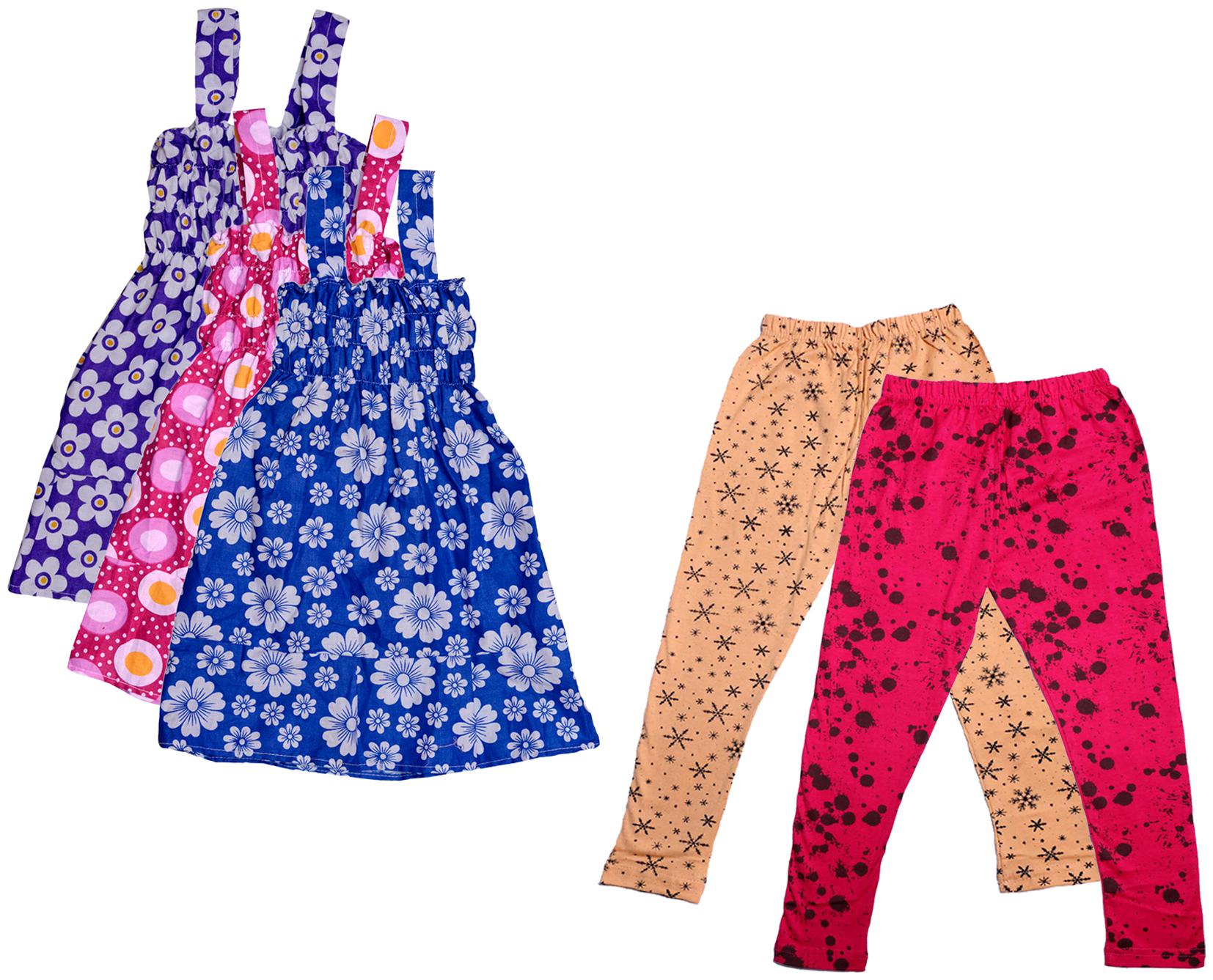 

Indiweaves Girl Cotton Top Bottom Set - Multi