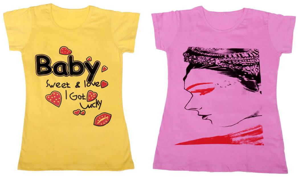 

Indiweaves Girl Cotton Solid T shirt - Multi