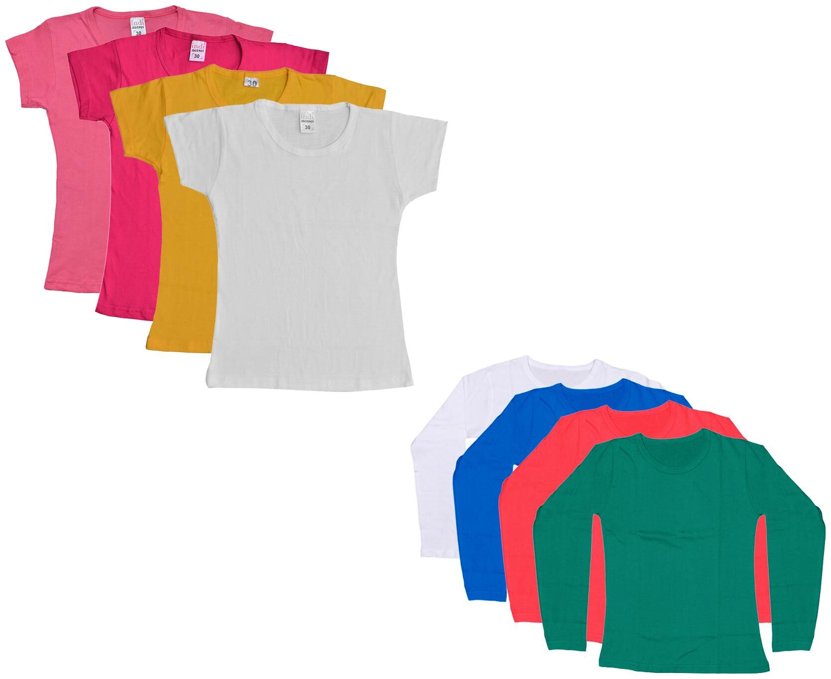 

Indiweaves Girl Cotton Solid T shirt - Multi