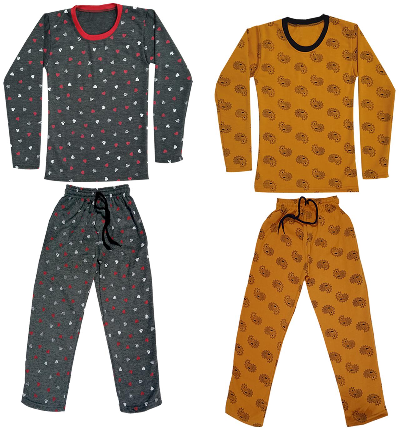 

Indiweaves Girl Wool Top Bottom Set - Orange Grey