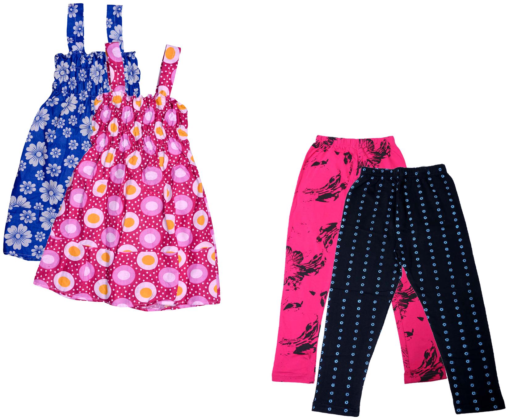 

Indiweaves Girl Cotton Top Bottom Set - Multi
