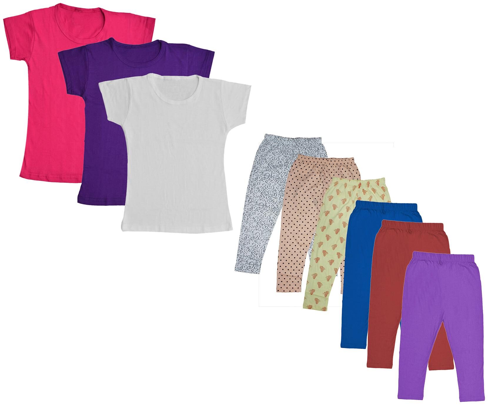 

Indiweaves Girl Cotton Top Bottom Set - Multi