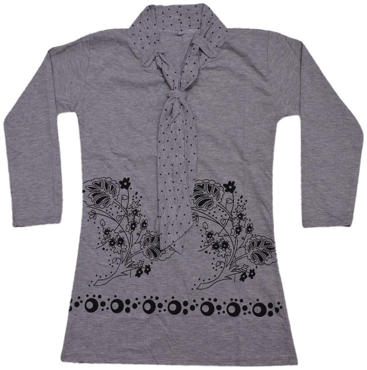 

Indiweaves Girl Cotton Printed Top - Grey