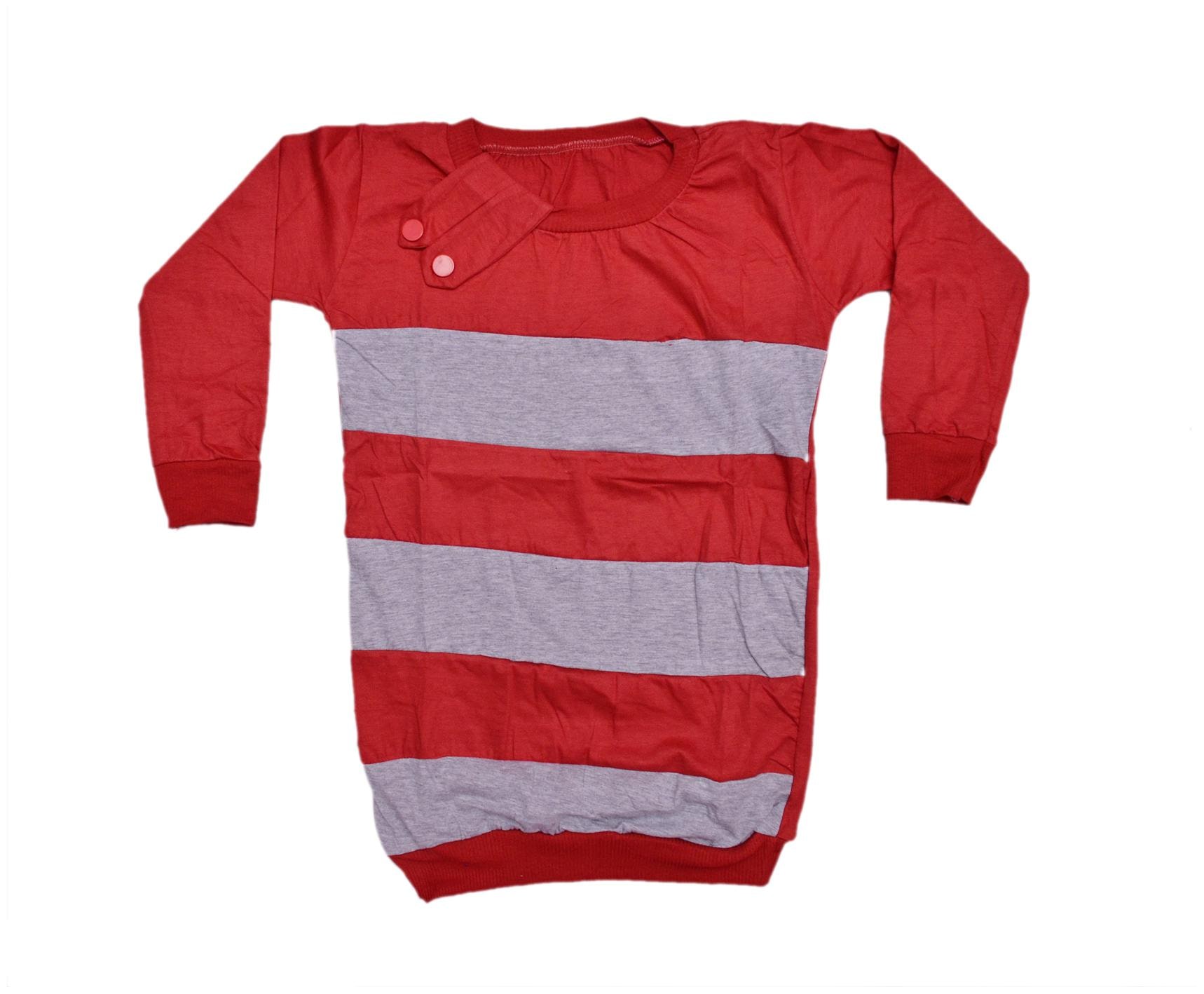 

Indiweaves Girl Cotton Printed Top - Red Grey