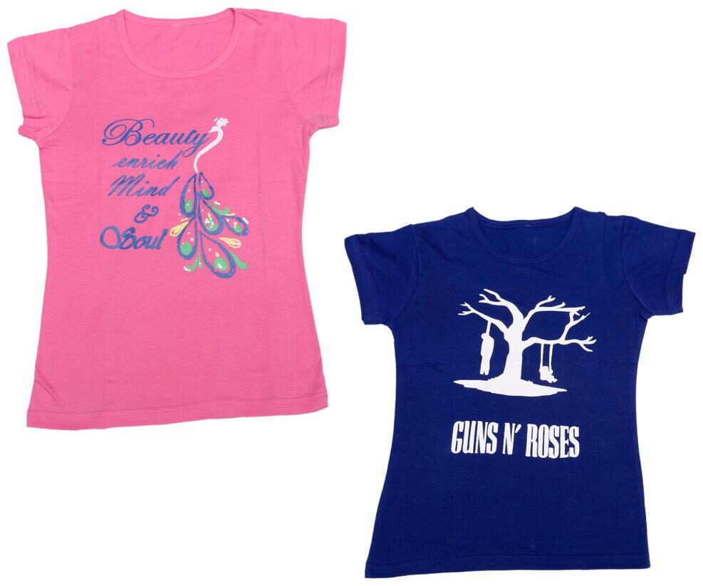 

Indiweaves Girl Cotton Printed T shirt - Blue