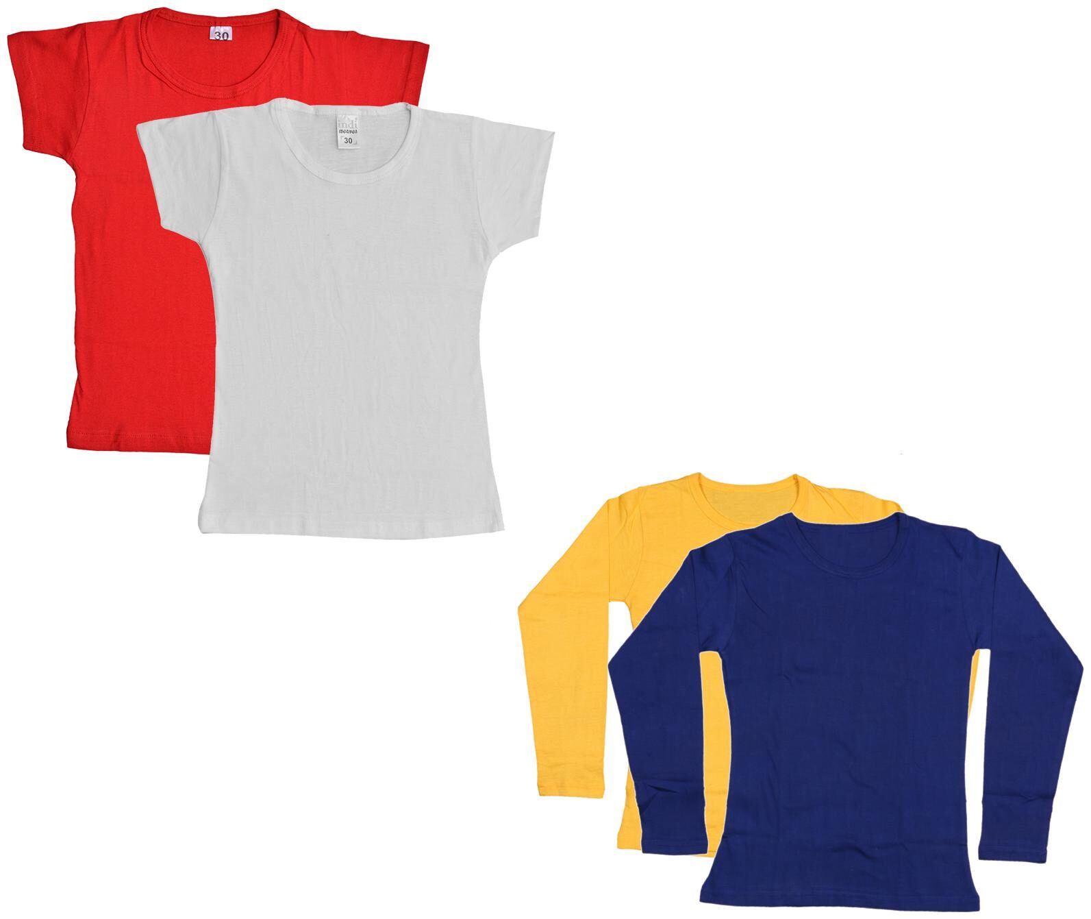 

Indiweaves Girl Cotton Solid T shirt - Multi
