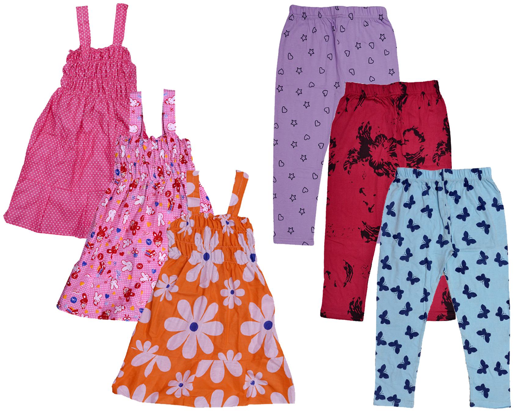 

Indiweaves Girl Cotton Top Bottom Set - Multi