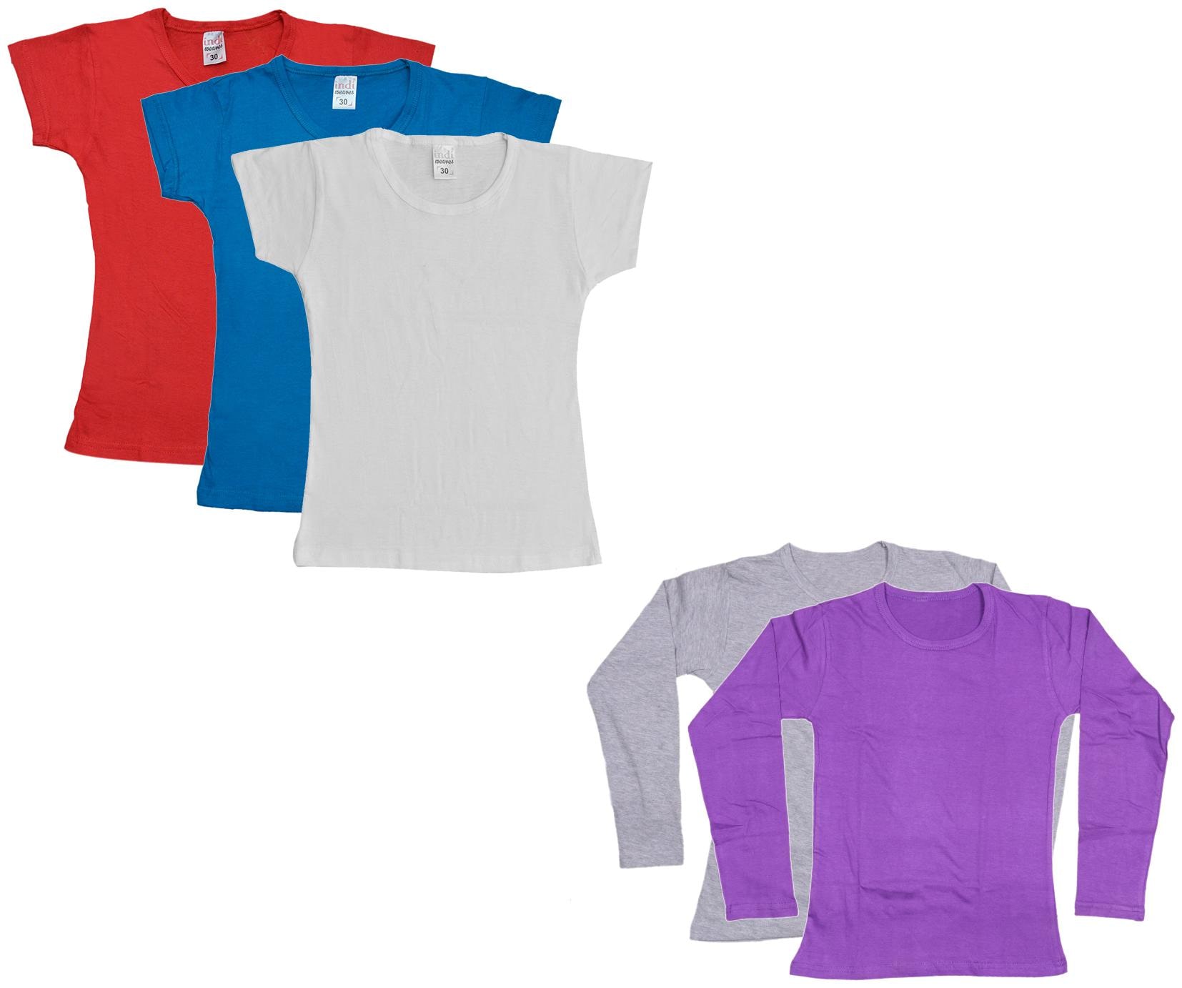

Indiweaves Girl Cotton Solid T shirt - Multi