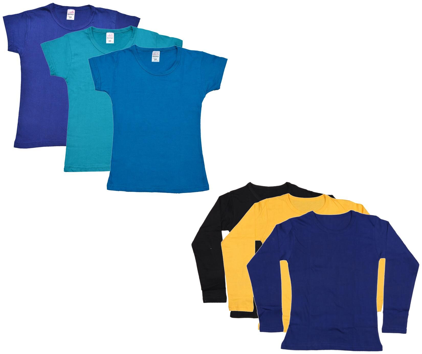 

Indiweaves Girl Cotton Solid T shirt - Multi