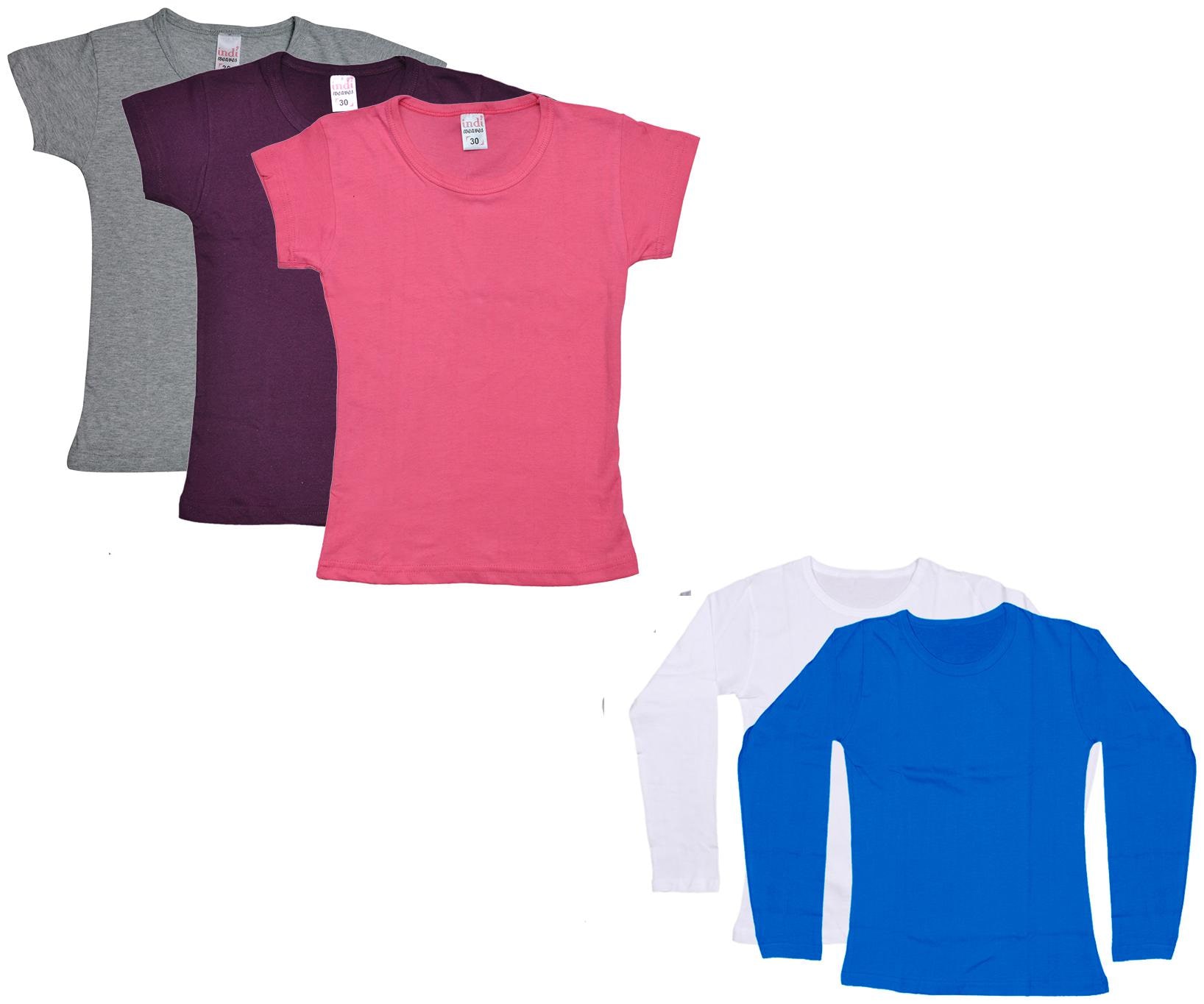 

Indiweaves Girl Cotton Solid T shirt - Multi