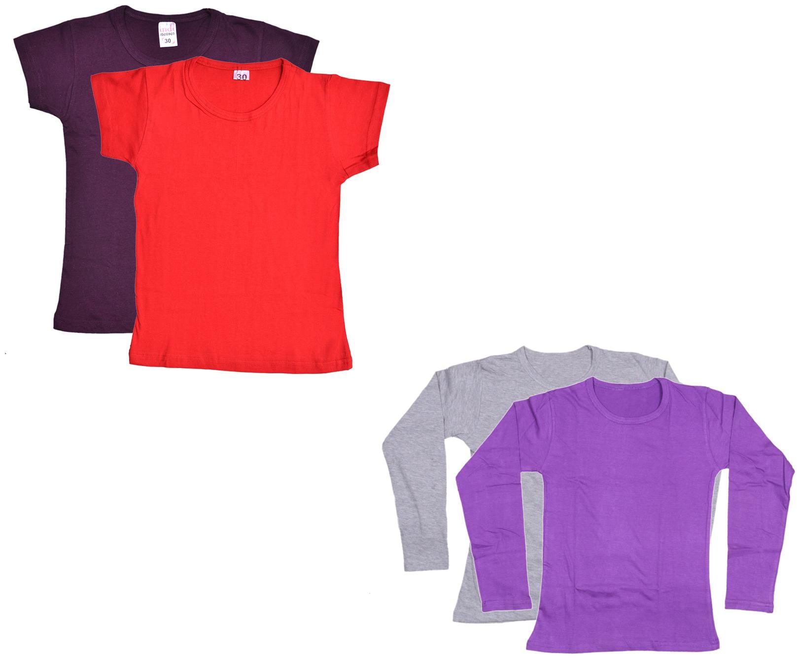 

Indiweaves Girl Cotton Solid T shirt - Multi