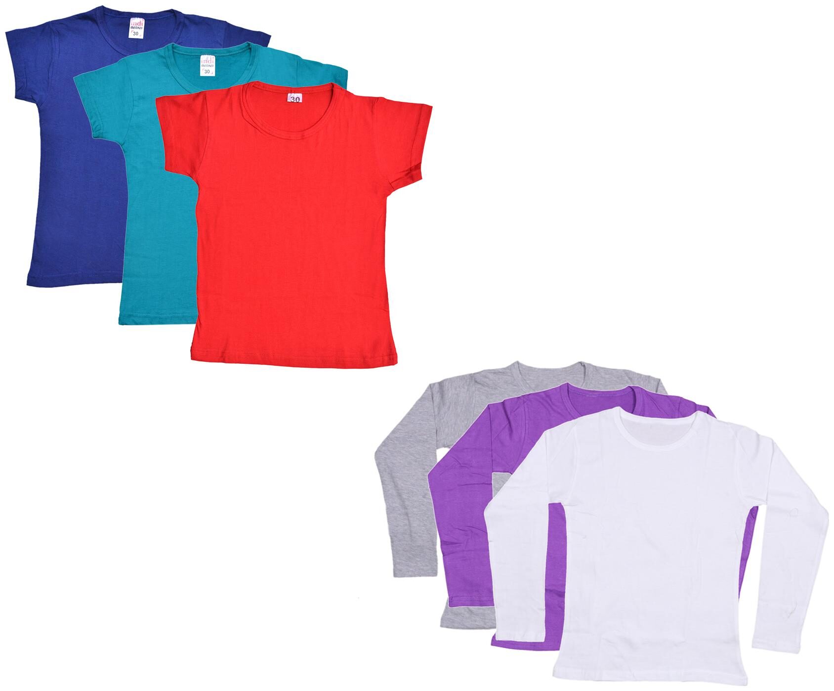 

Indiweaves Girl Cotton Solid T shirt - Multi