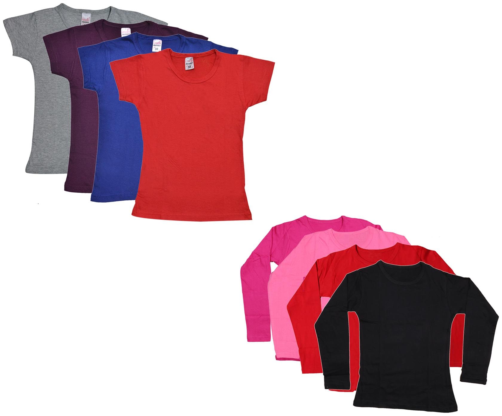 

Indiweaves Girl Cotton Solid T shirt - Multi