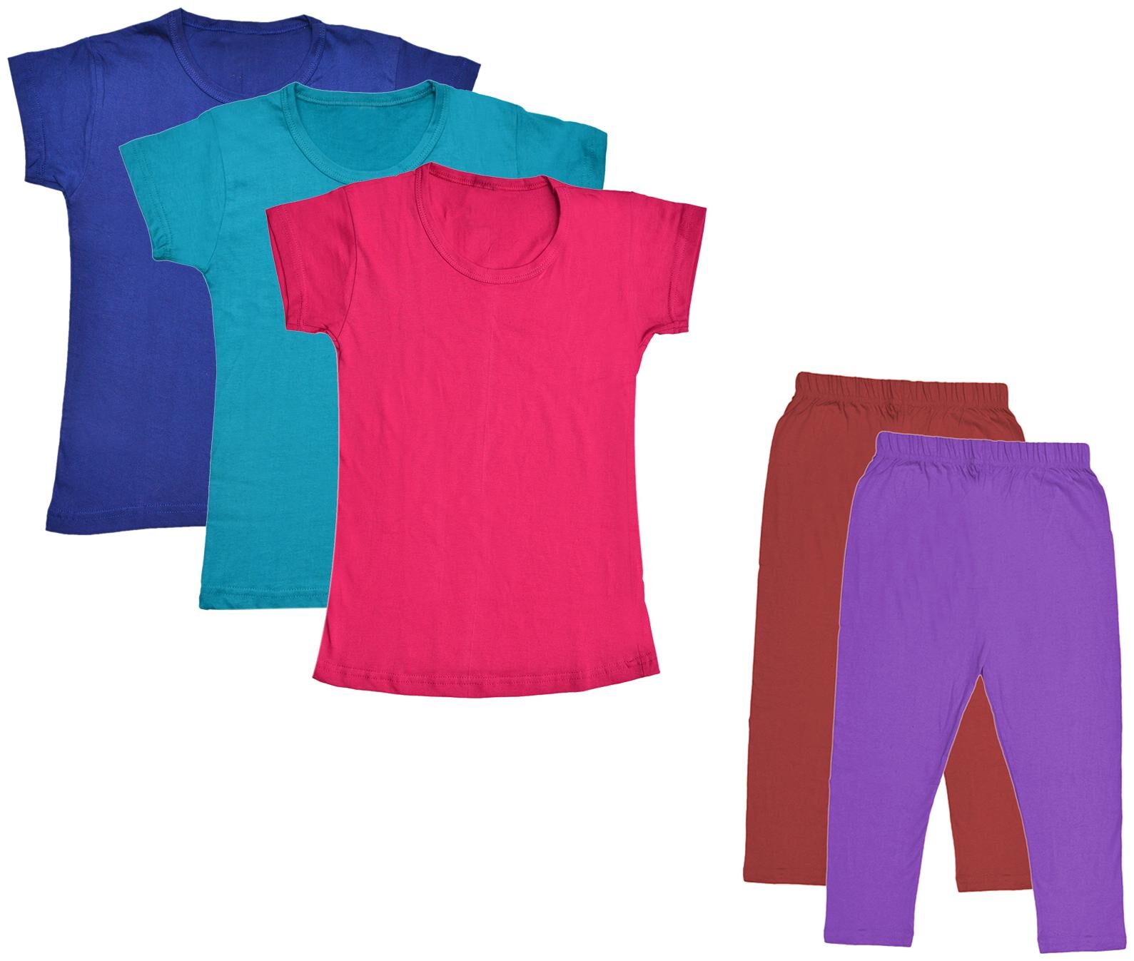 

Indiweaves Girl Cotton Top Bottom Set - Multi