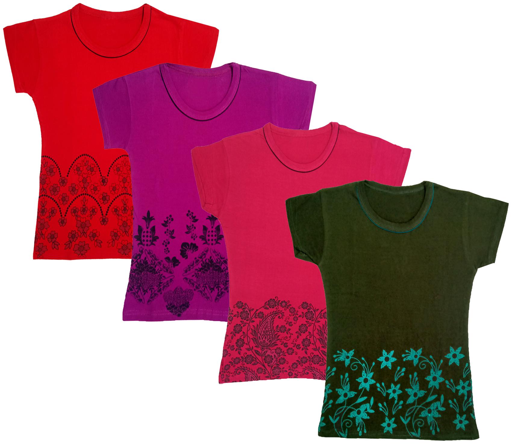 

Indiweaves Girl Cotton Printed T shirt - Multi
