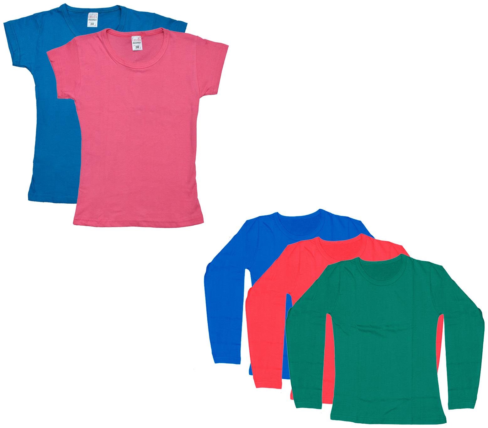 

Indiweaves Girl Cotton Solid T shirt - Multi