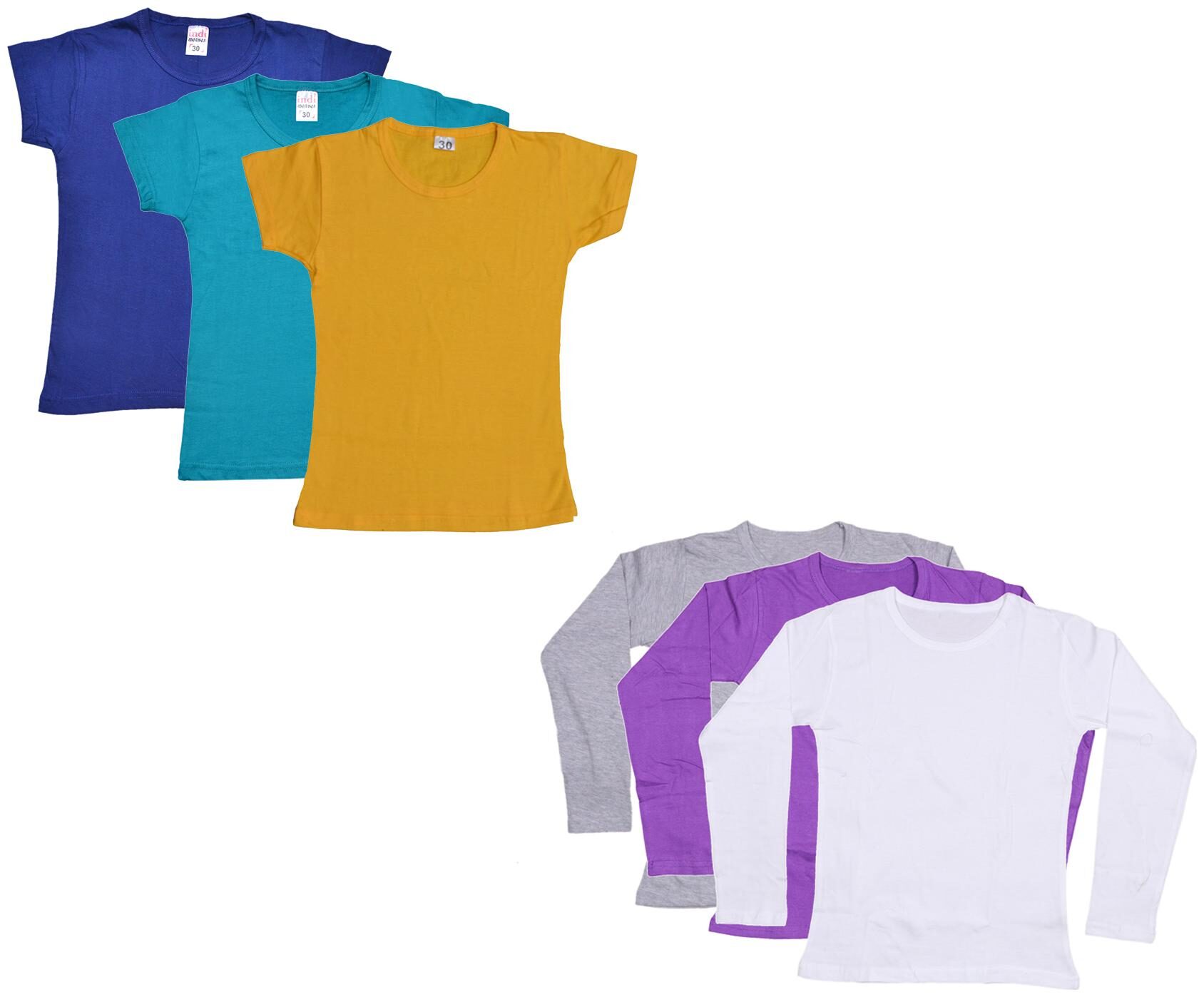 

Indiweaves Girl Cotton Solid T shirt - Multi