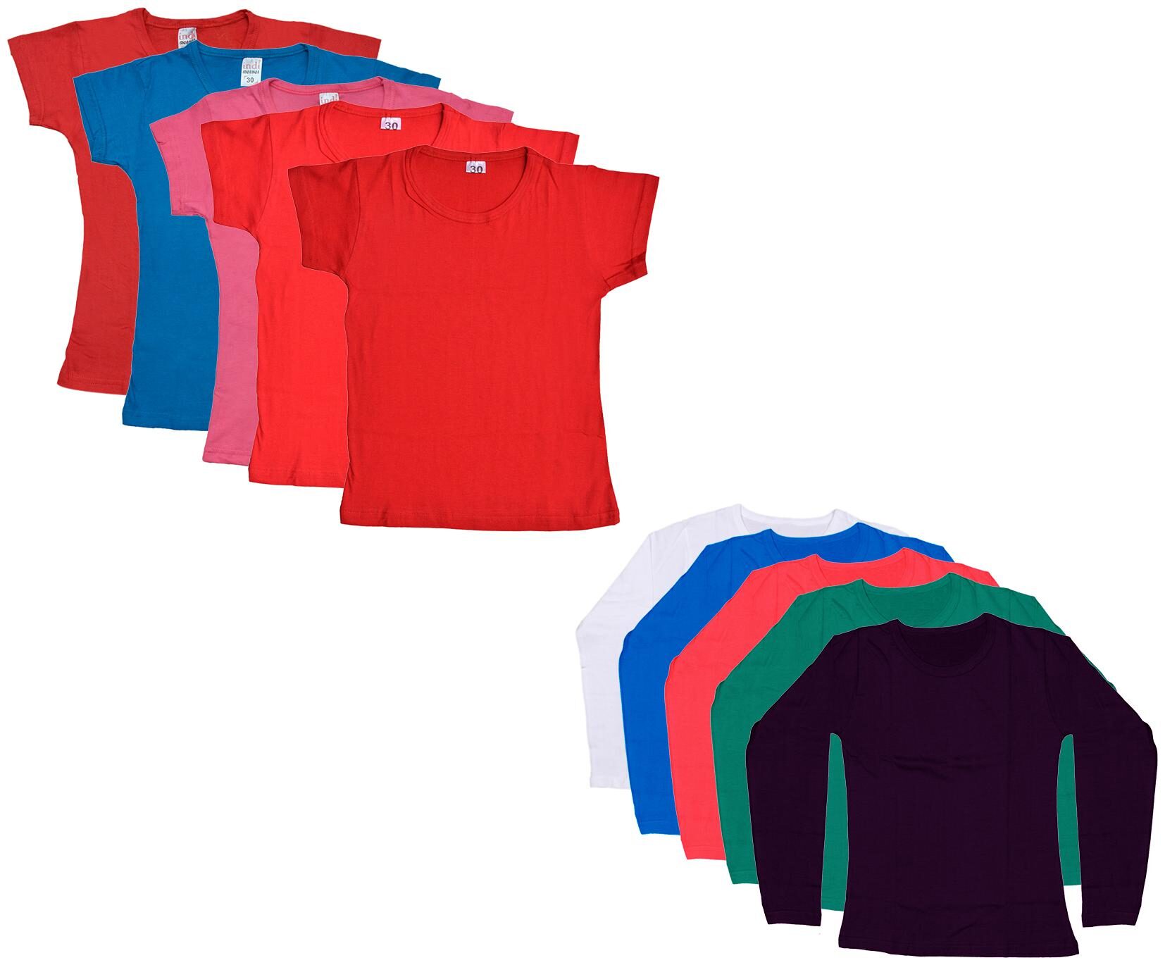 

Indiweaves Girl Cotton Solid T shirt - Multi