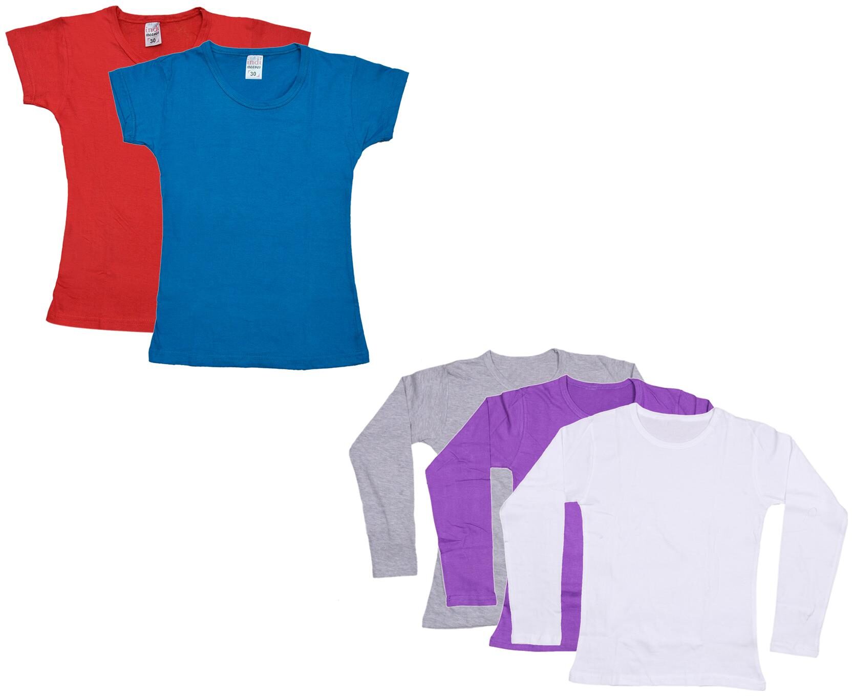

Indiweaves Girl Cotton Solid T shirt - Multi