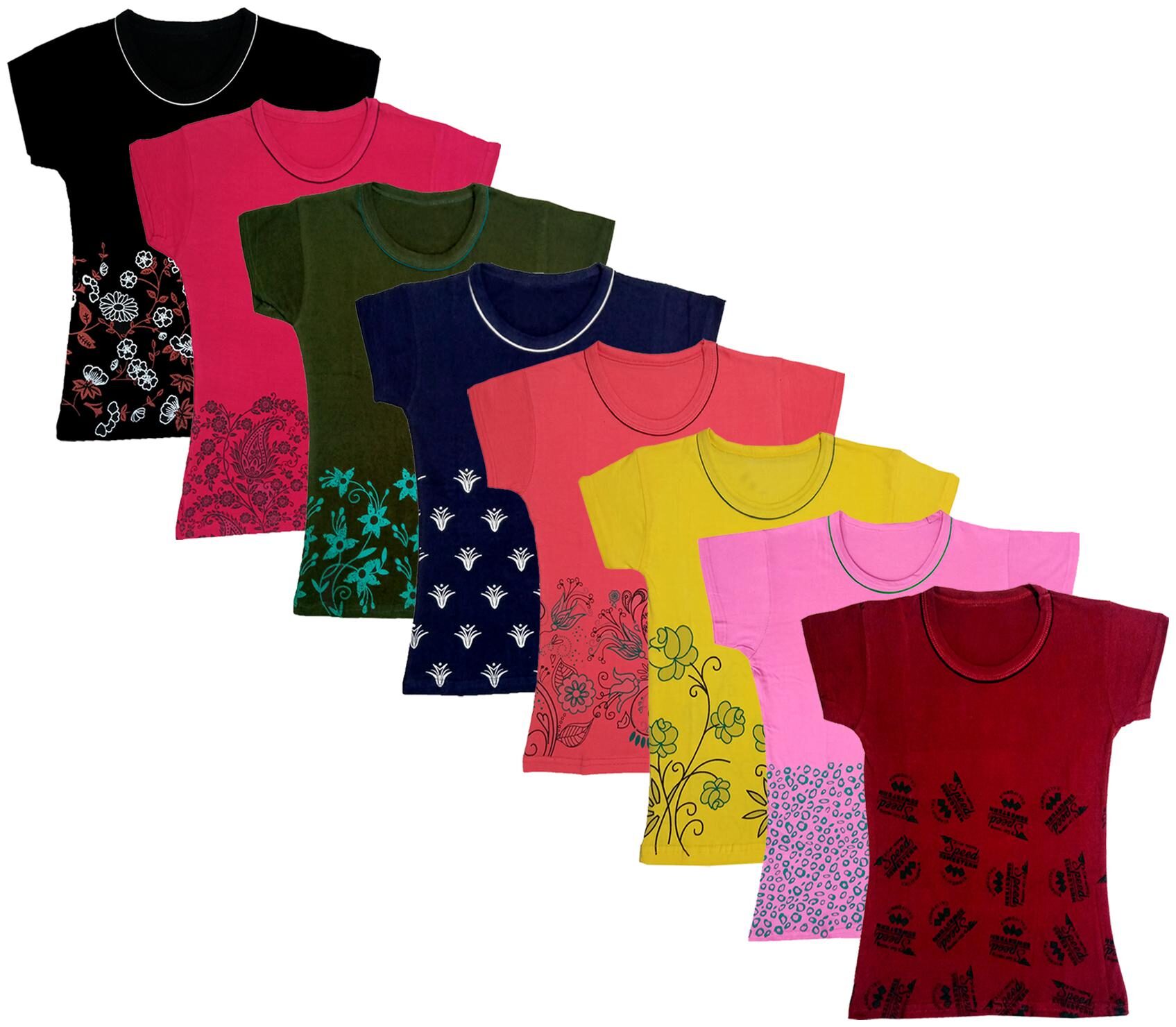 

Indiweaves Girl Cotton Printed T shirt - Multi