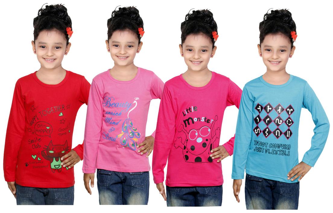 

Indiweaves Girl Cotton Solid Top - Multi