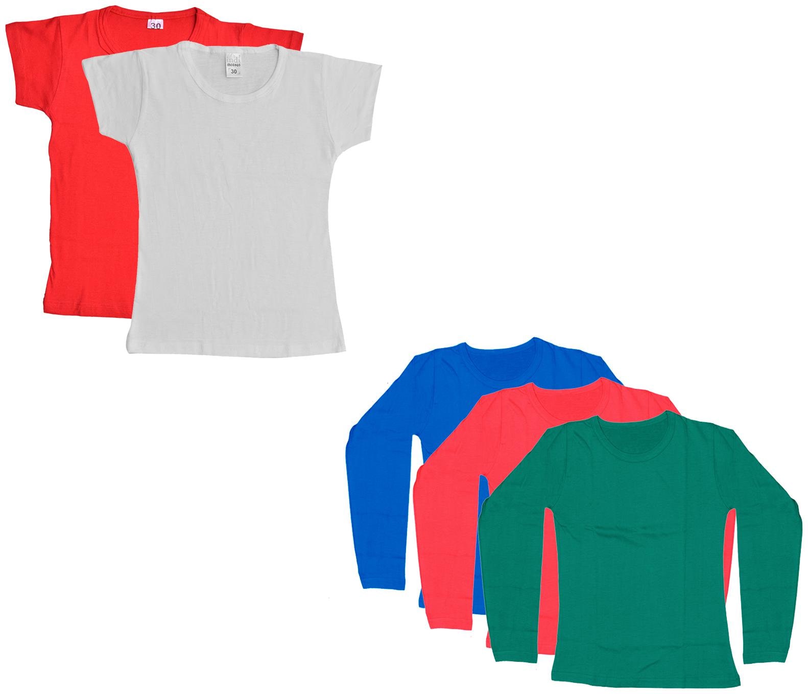 

Indiweaves Girl Cotton Solid T shirt - Multi