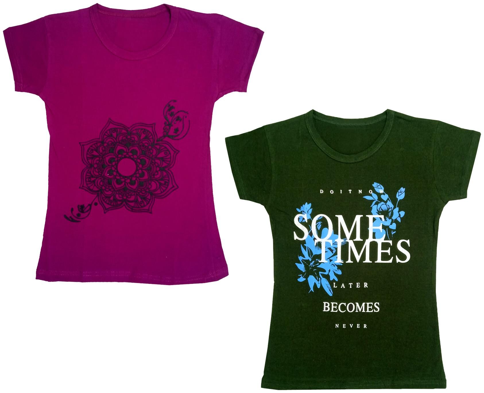 

Indiweaves Girl Cotton Printed T shirt - Multi