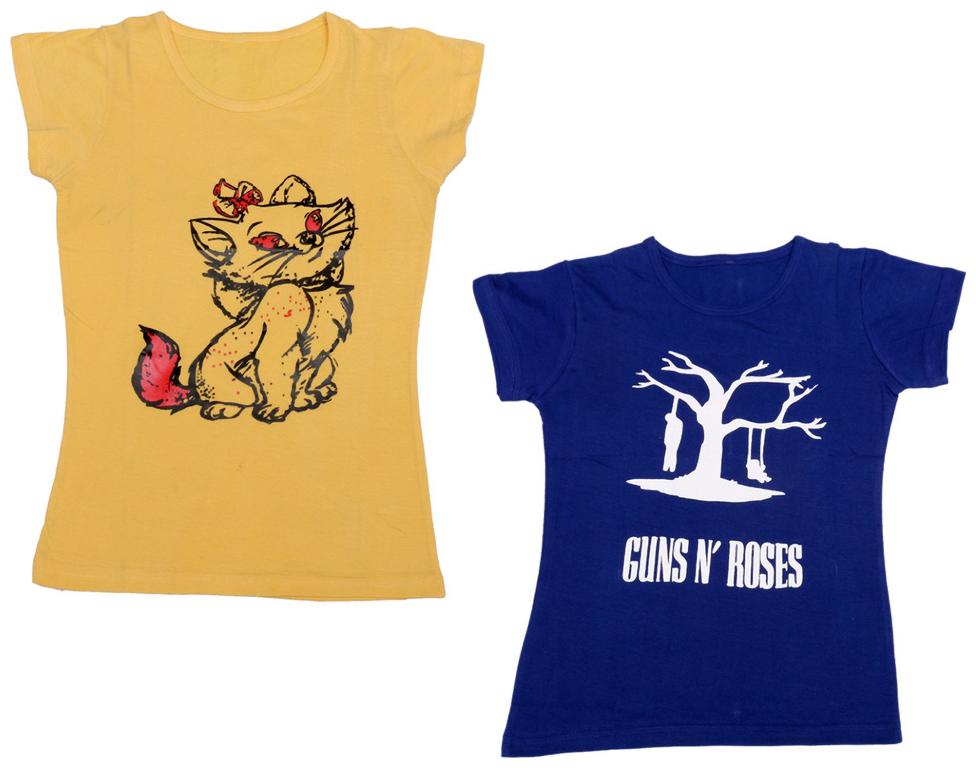

Indiweaves Girl Cotton Printed T shirt - Blue