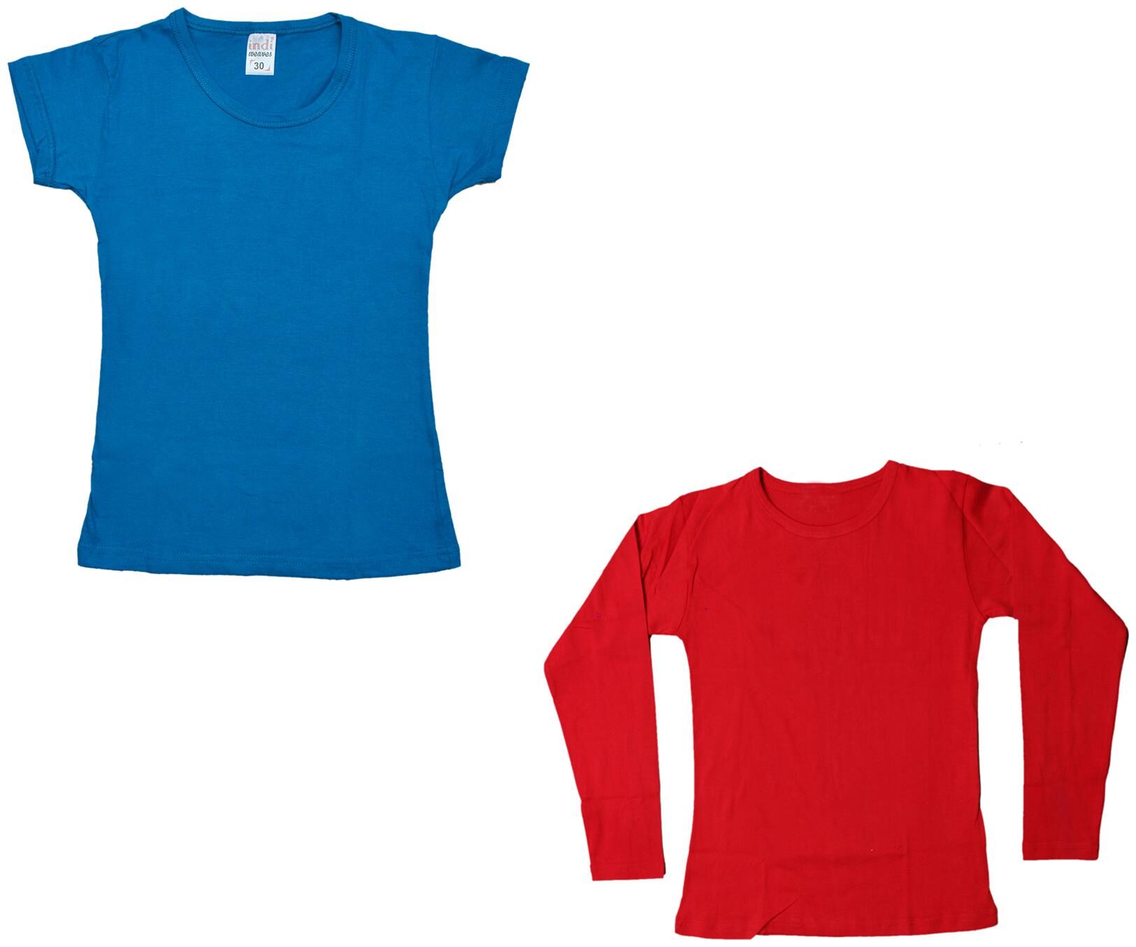 

Indiweaves Girl Cotton Solid T shirt - Multi
