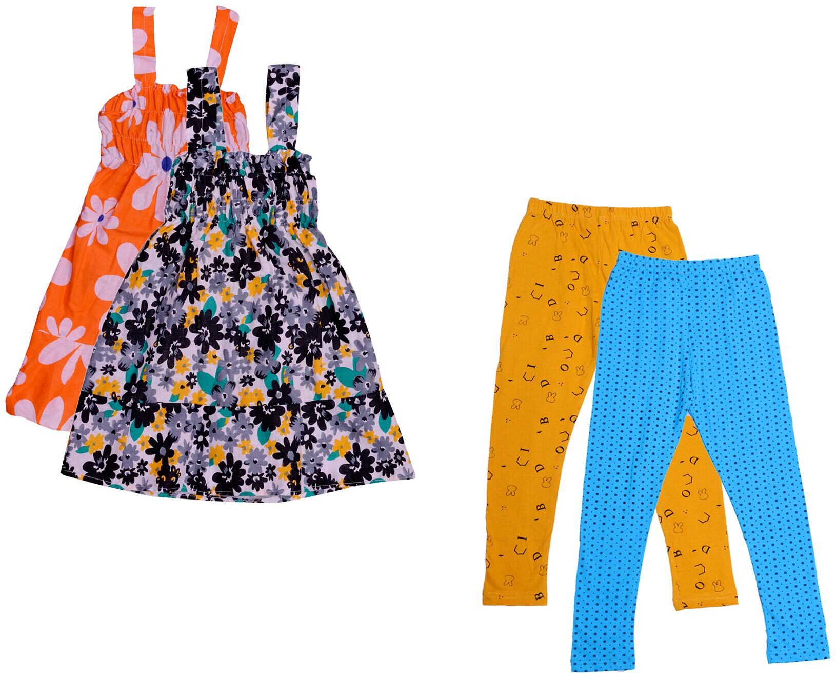 

Indiweaves Girl Cotton Top Bottom Set - Multi