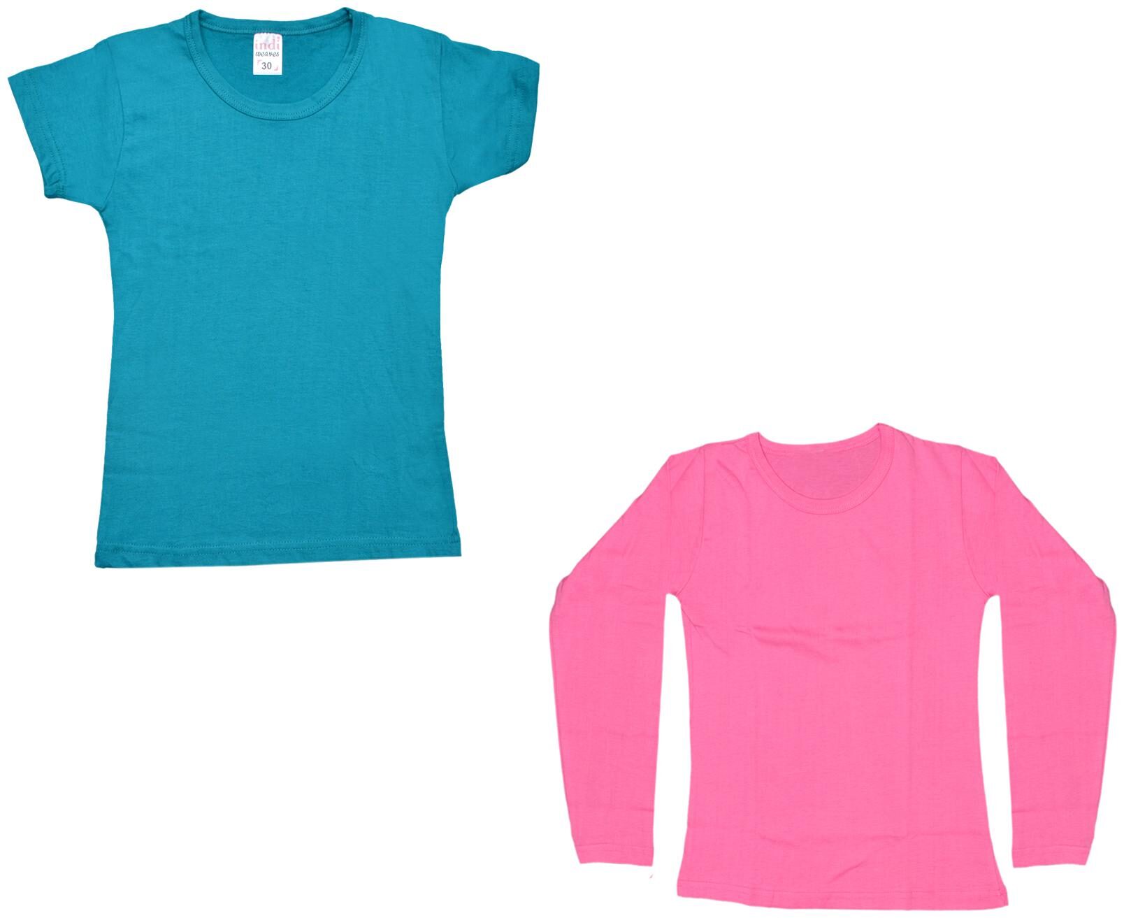 

Indiweaves Girl Cotton Solid T shirt - Multi