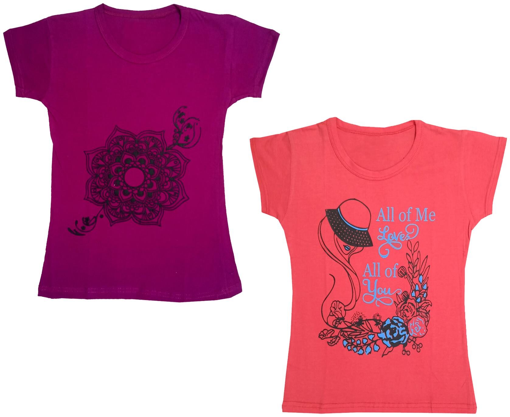 

Indiweaves Girl Cotton Printed T shirt - Multi