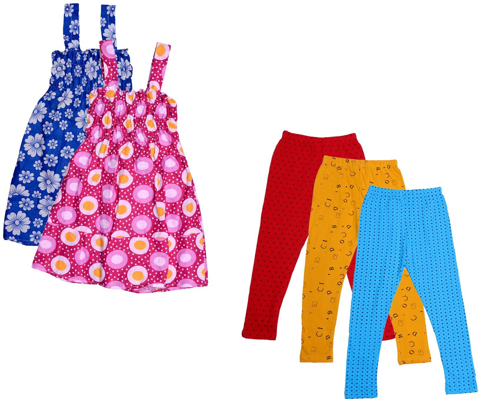

Indiweaves Girl Cotton Top Bottom Set - Multi