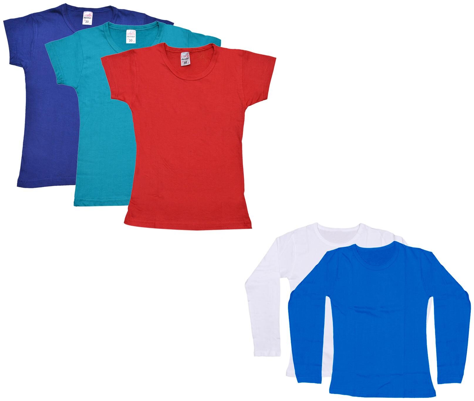 

Indiweaves Girl Cotton Solid T shirt - Multi