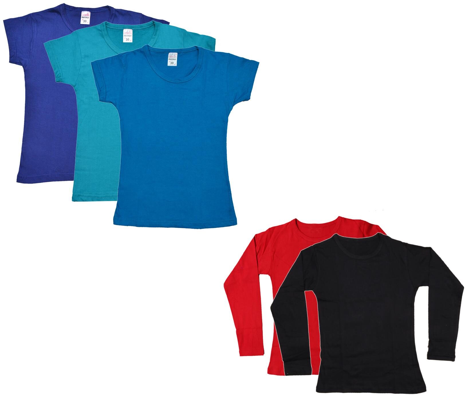 

Indiweaves Girl Cotton Solid T shirt - Multi